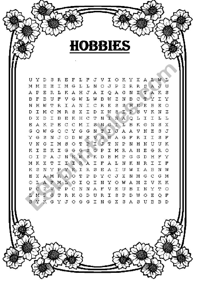 Hobbies Wordsearch ESL Worksheet By Marelyn