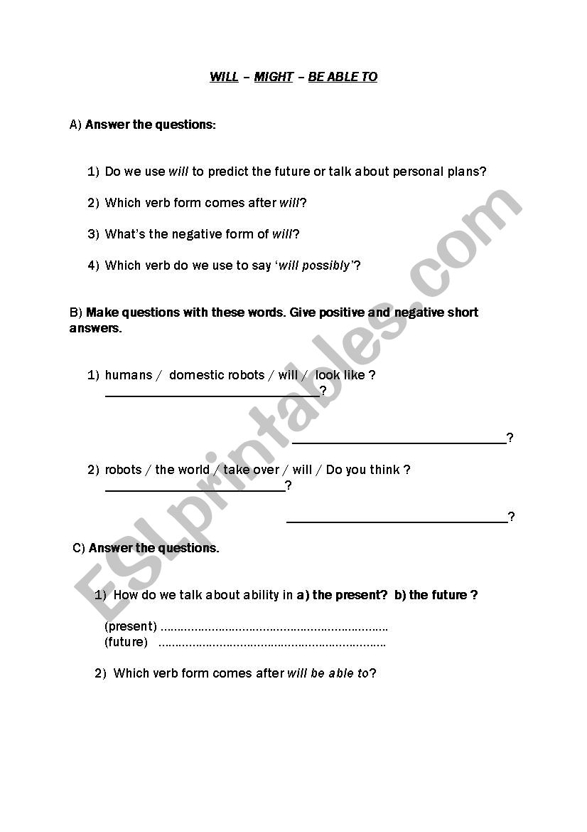 will for prediction worksheet