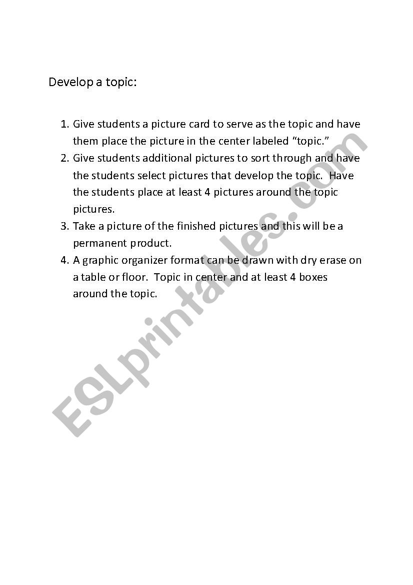 Develop a Topic With Photos worksheet