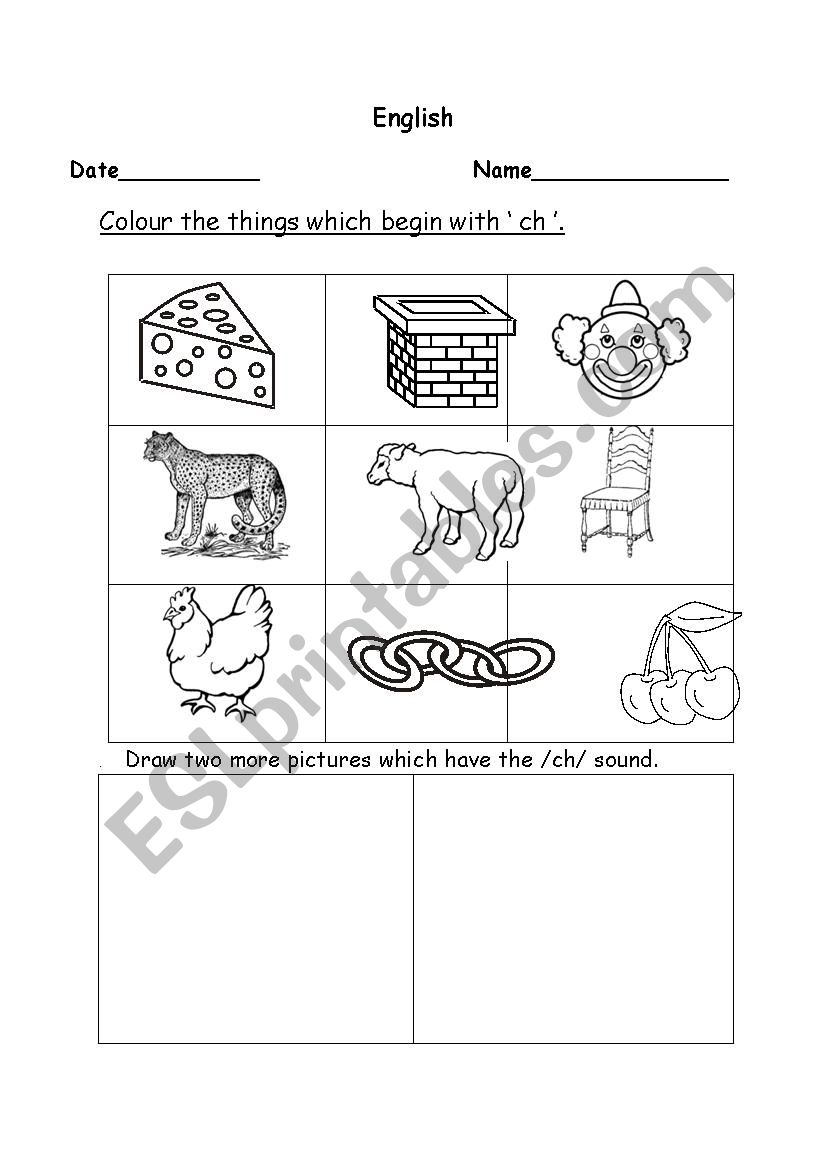 Diagraph CH worksheet