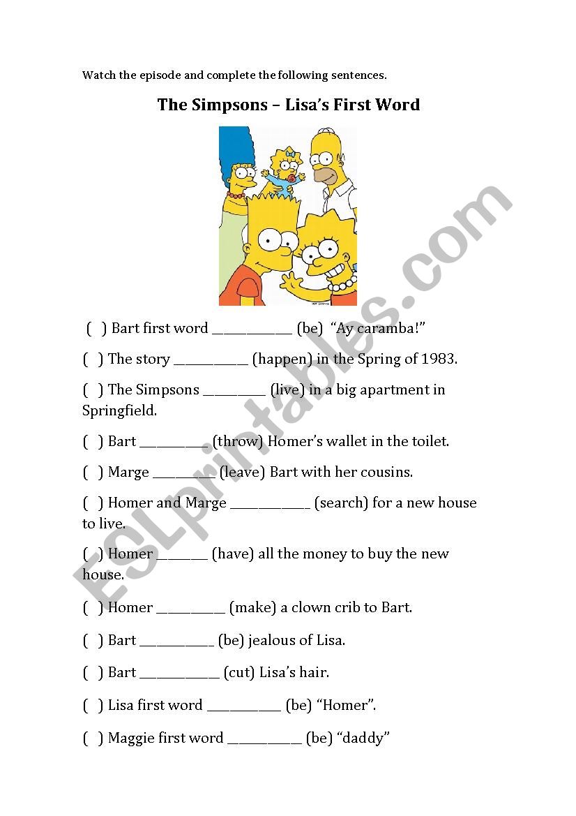 Video Activity - The Simpsons - Lisas First Word
