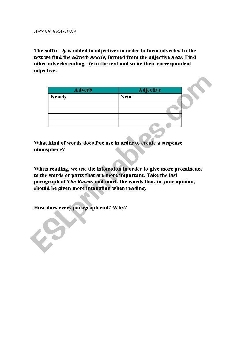 The Raven: E.A.Poe and The Simpsons - ESL worksheet by martetxu