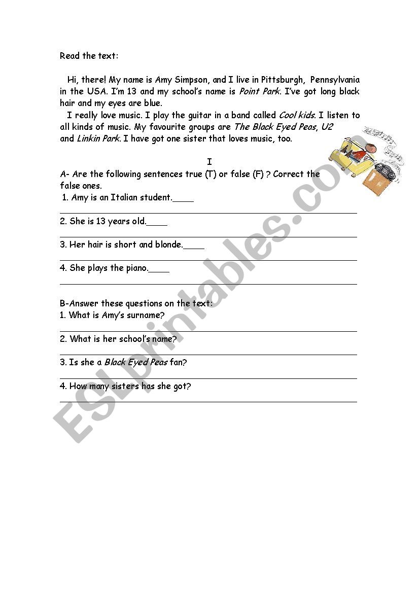 test 7 grade worksheet