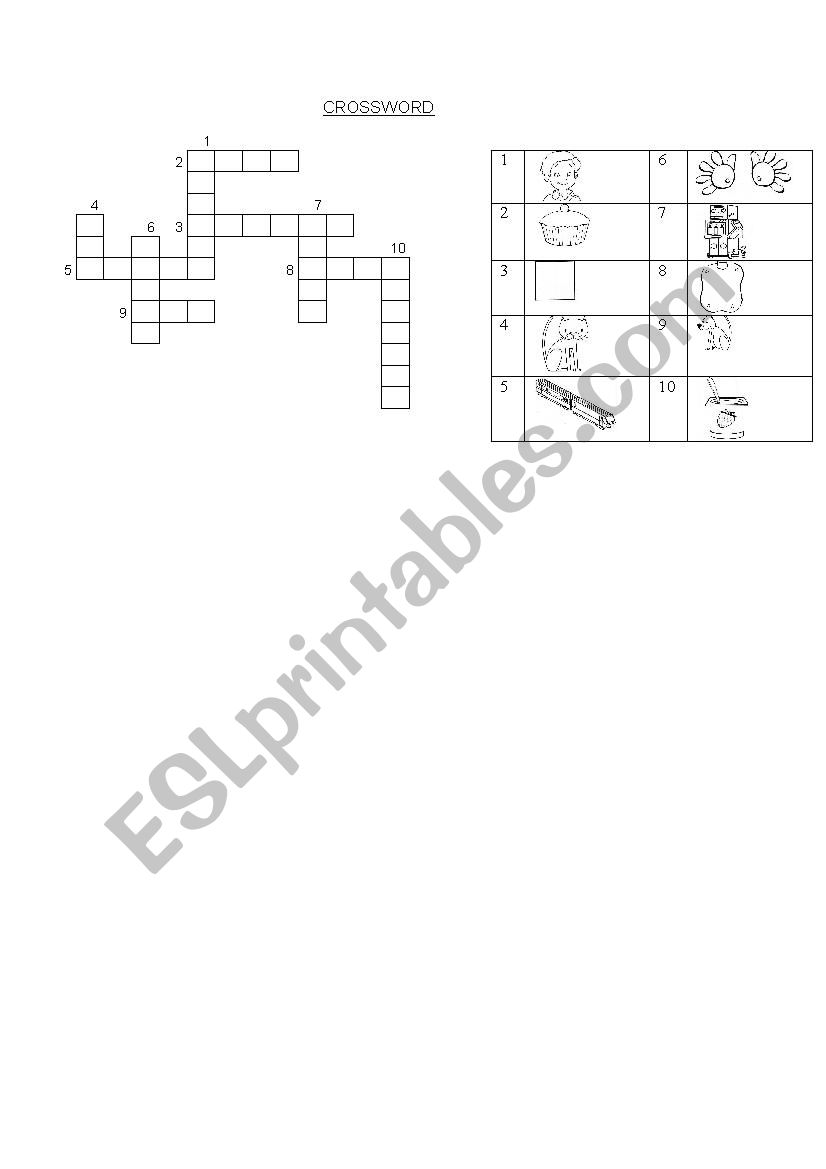 crossword worksheet