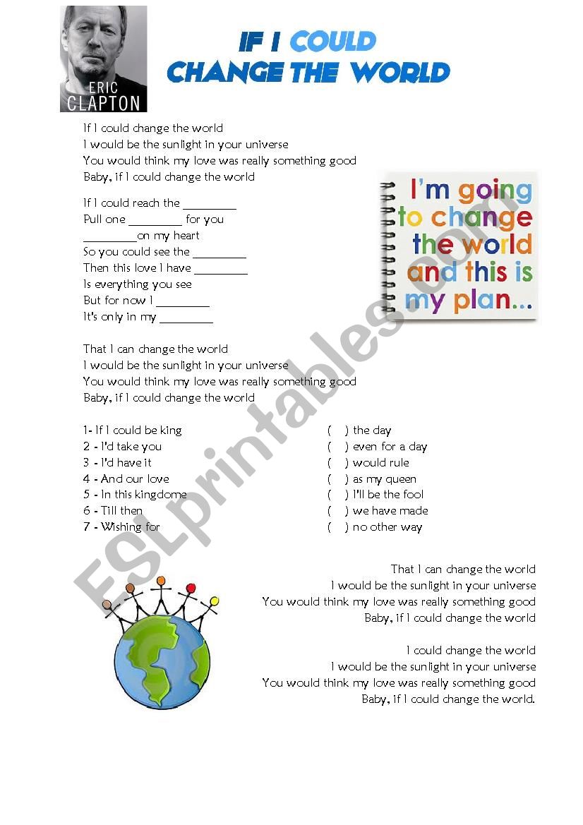 If I could change the world worksheet