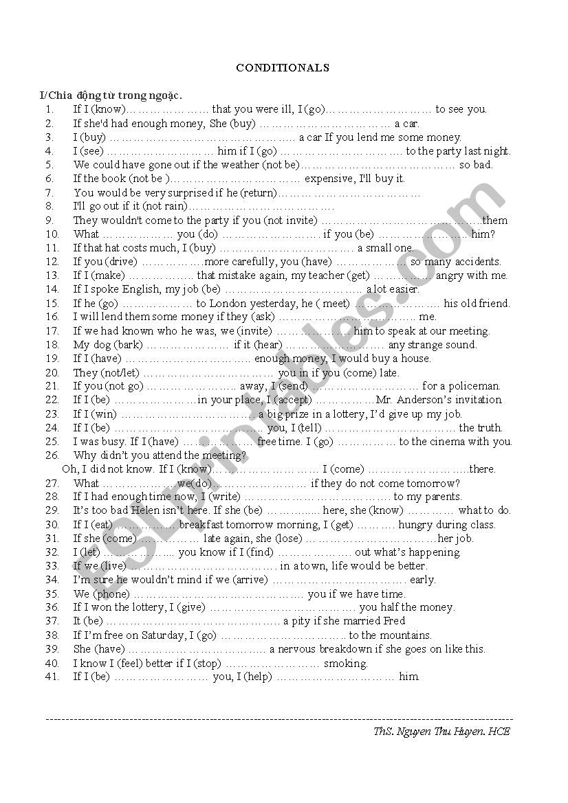 Conditional sentences practice