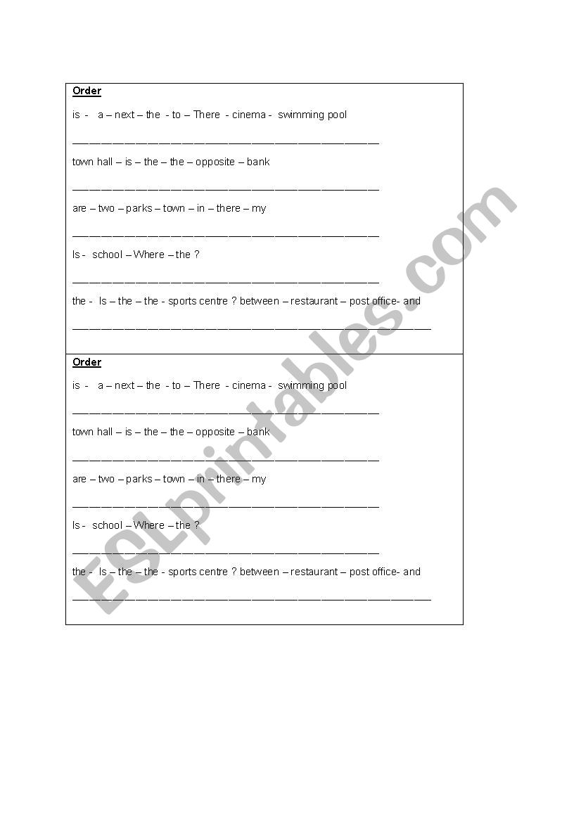 Places in town worksheet