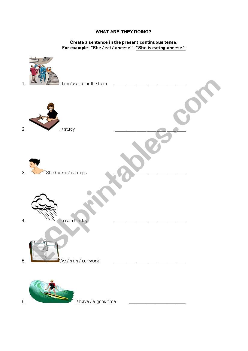 Present continuous tense worksheet