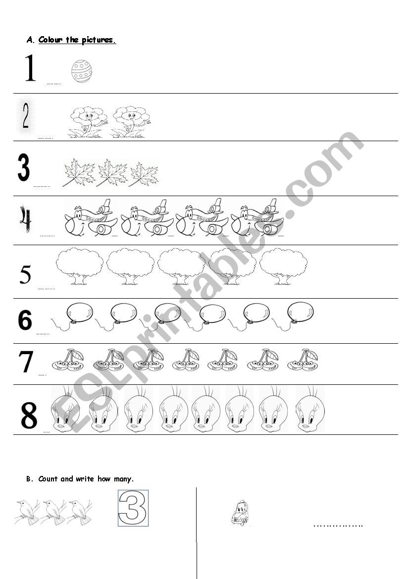 numbers worksheet