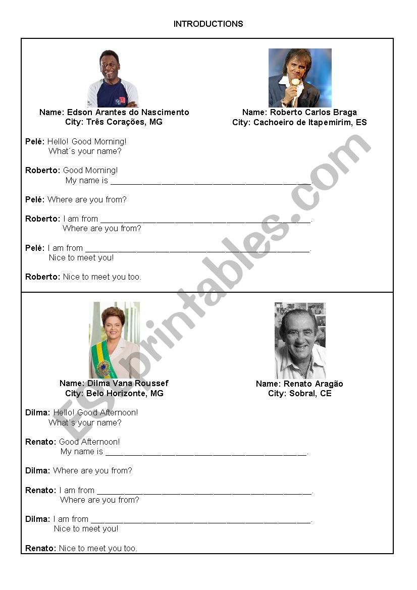 Introductions worksheet