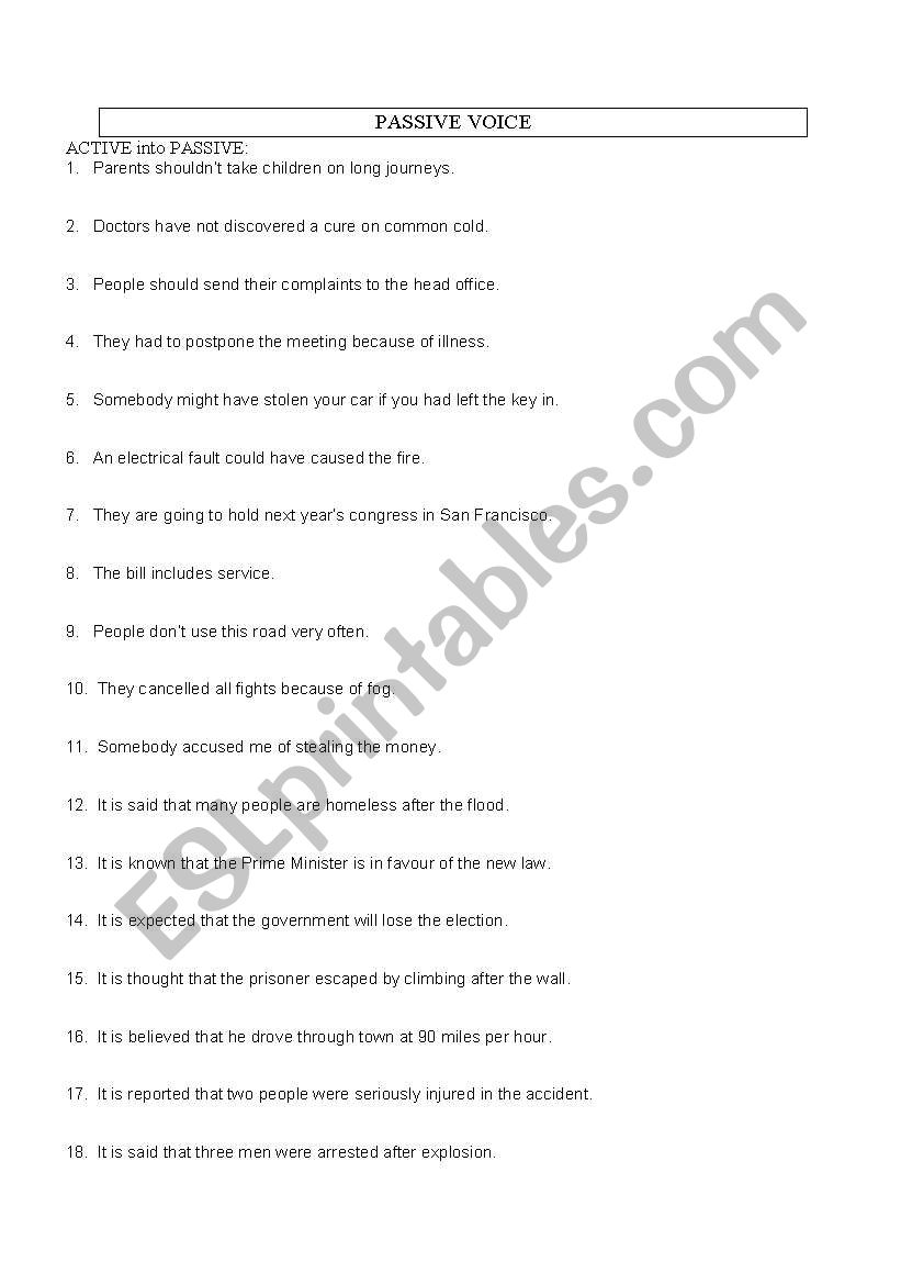 Passive voice worksheet