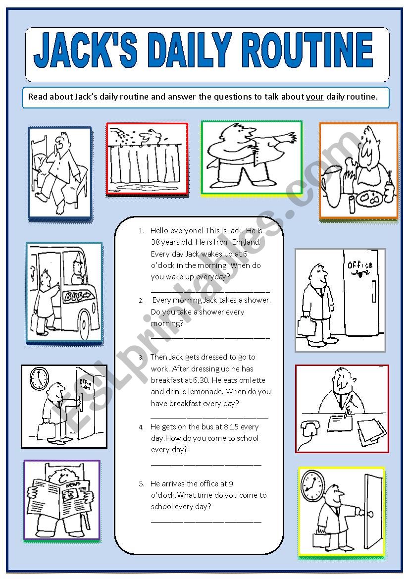 Jack´s Daily Routine - ESL worksheet by Nesquick