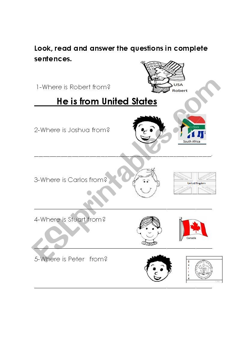 Where are you from? worksheet