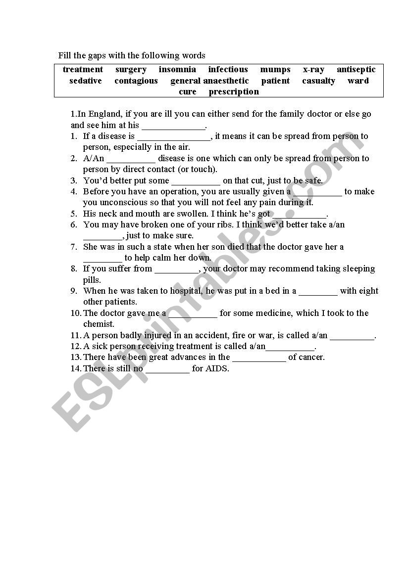 health worksheet