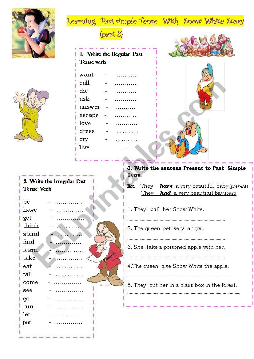Past  Simple Tense from Snow White Story Part 2