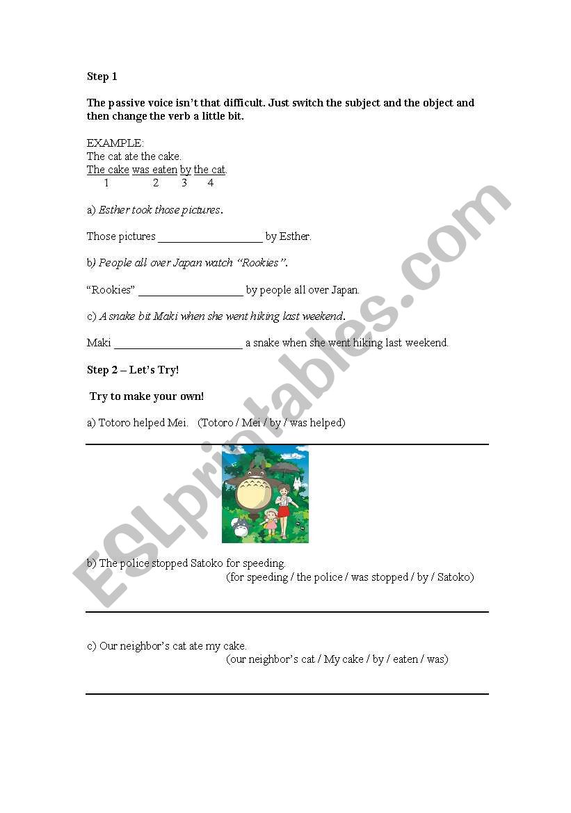 Passive voice worksheet worksheet