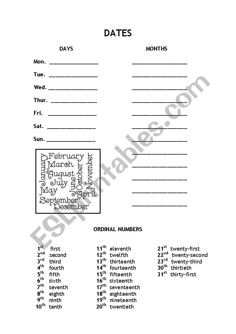 Dates Esl Worksheet By Chiversac