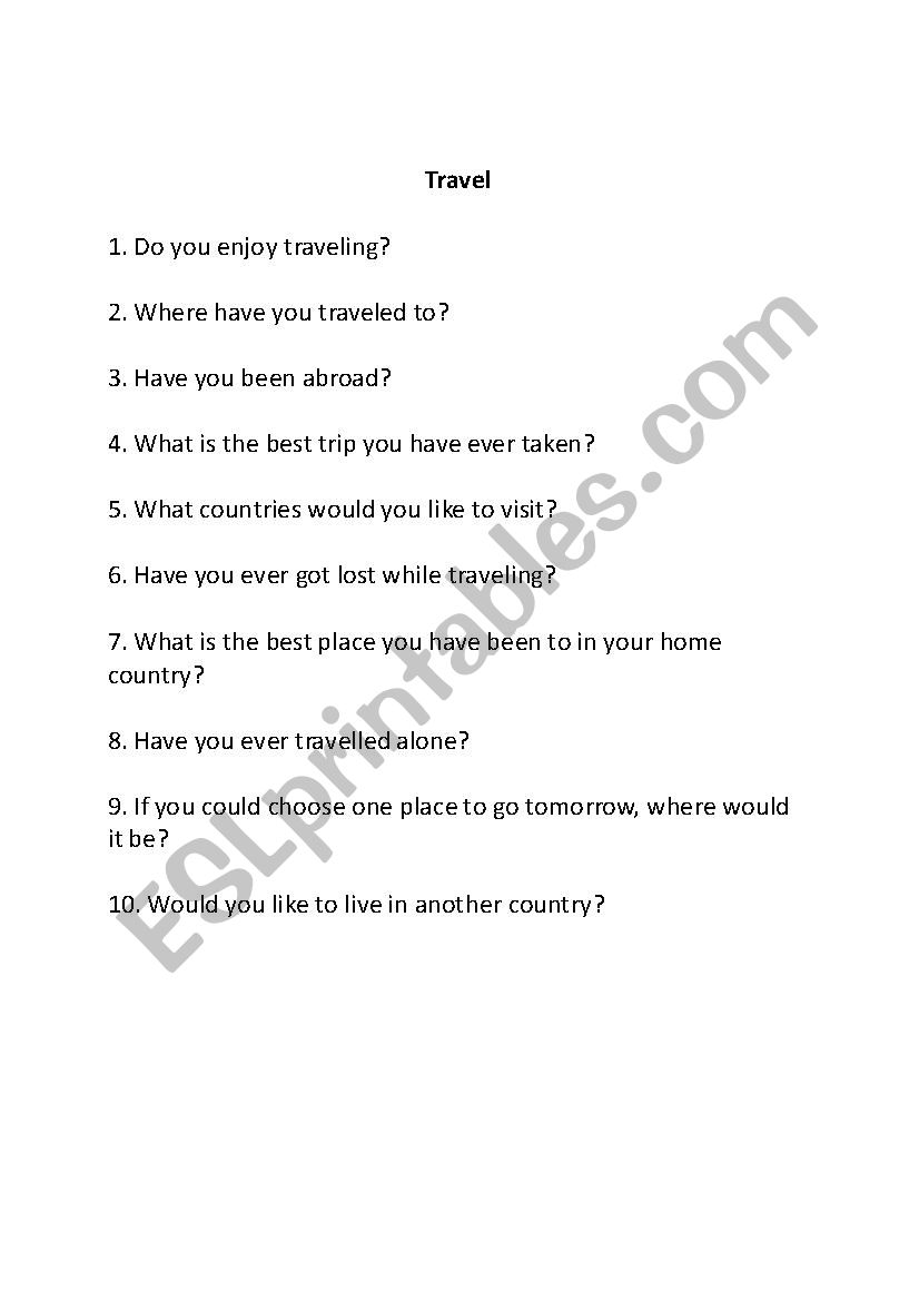 travellers questions to ask