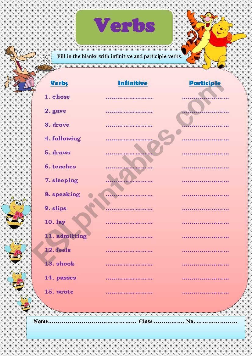 Verbs ESL Worksheet By Kakerysonady