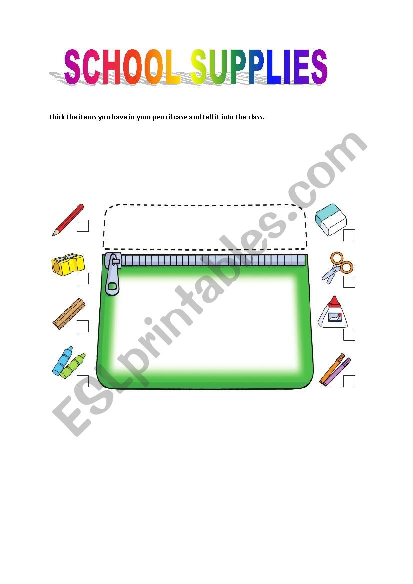 School Supplies worksheet