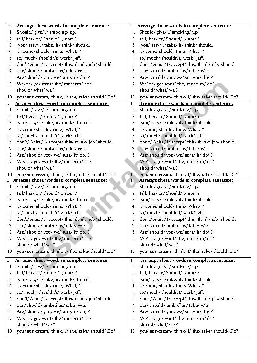 Exercise (Hand-out) for Modal Verb 