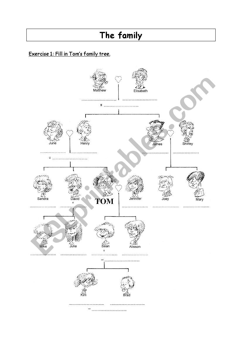 Tom´s family tree - ESL worksheet by actias_luna