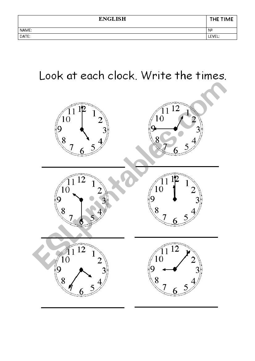 The time worksheet