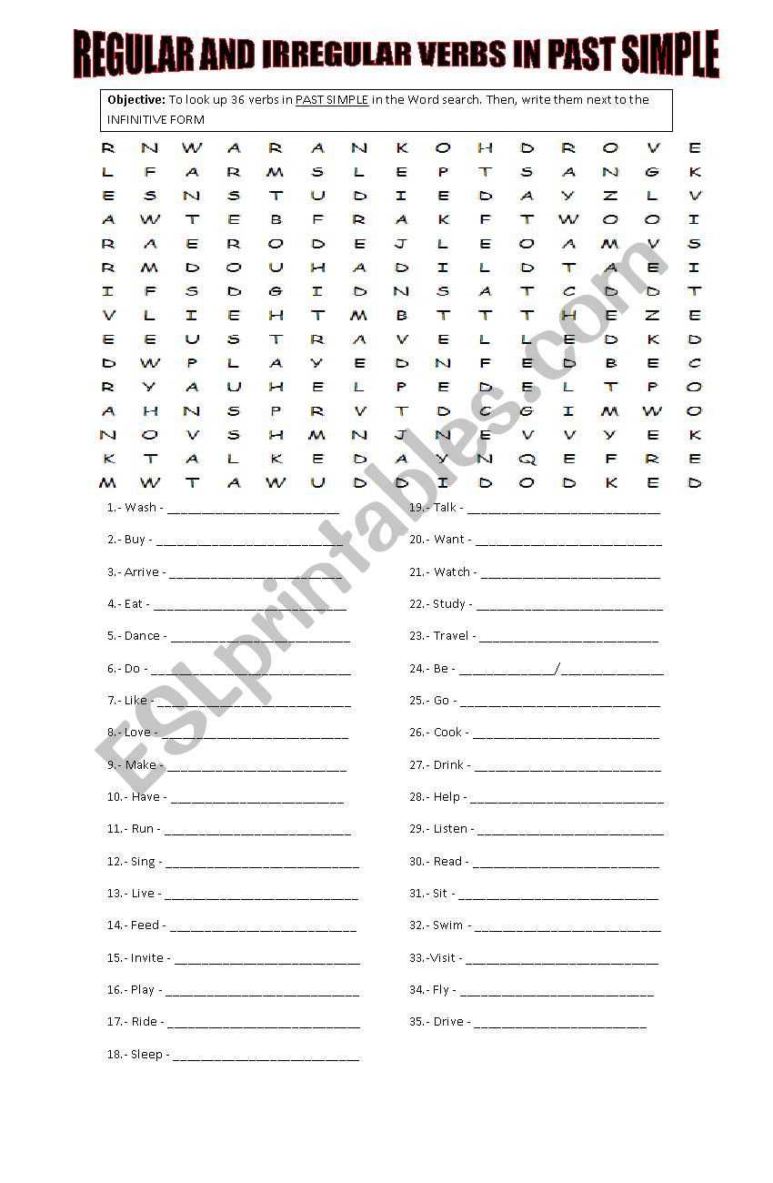 Regular and Irregular verbs in Past Simple