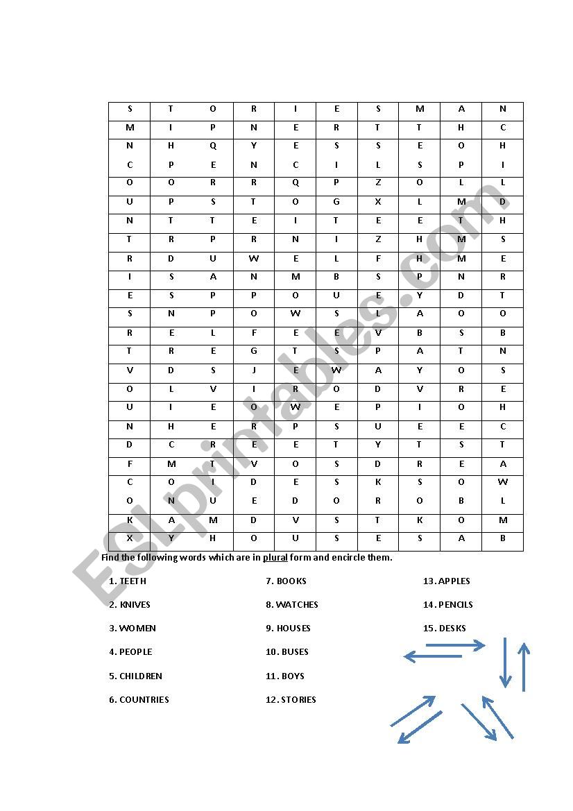 Plural Nouns (Find the Word Game)