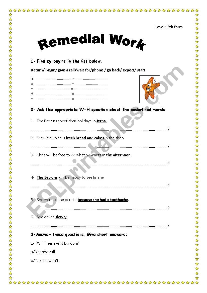 Remedial Work Tenses ESL Worksheet By Botolo