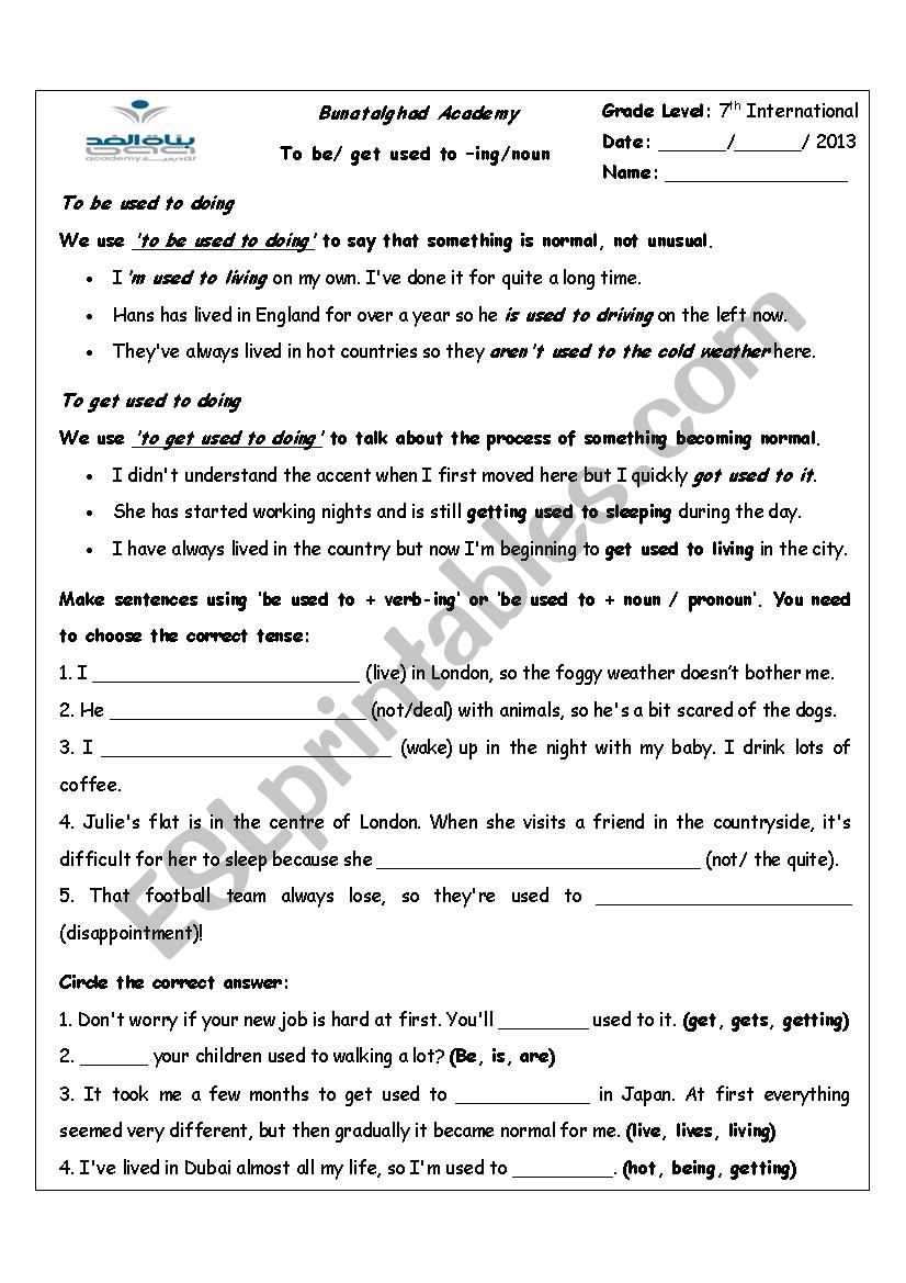 to-be-get-used-to-ing-noun-esl-worksheet-by-basmaodeh