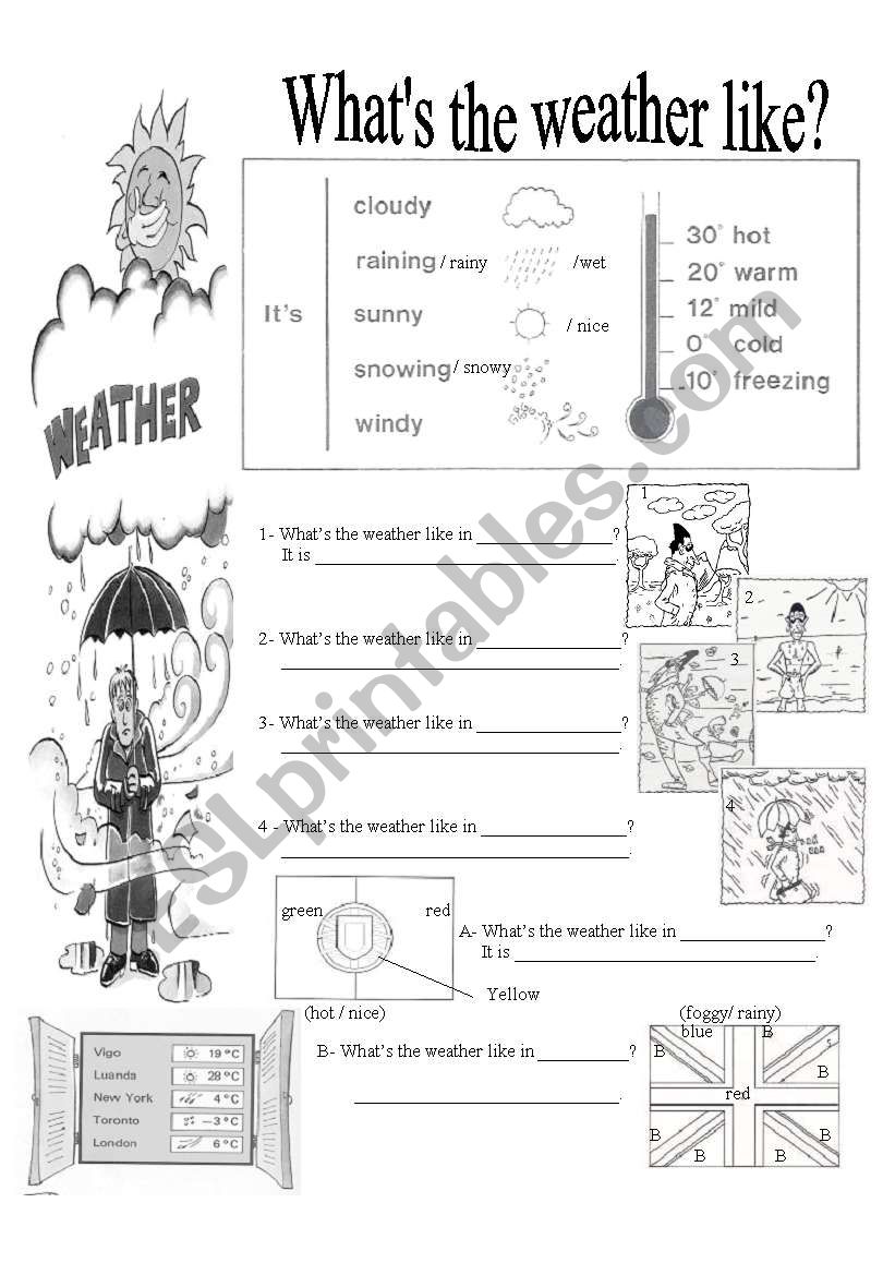 What´s the weather like? - ESL worksheet by Fernanda Barros