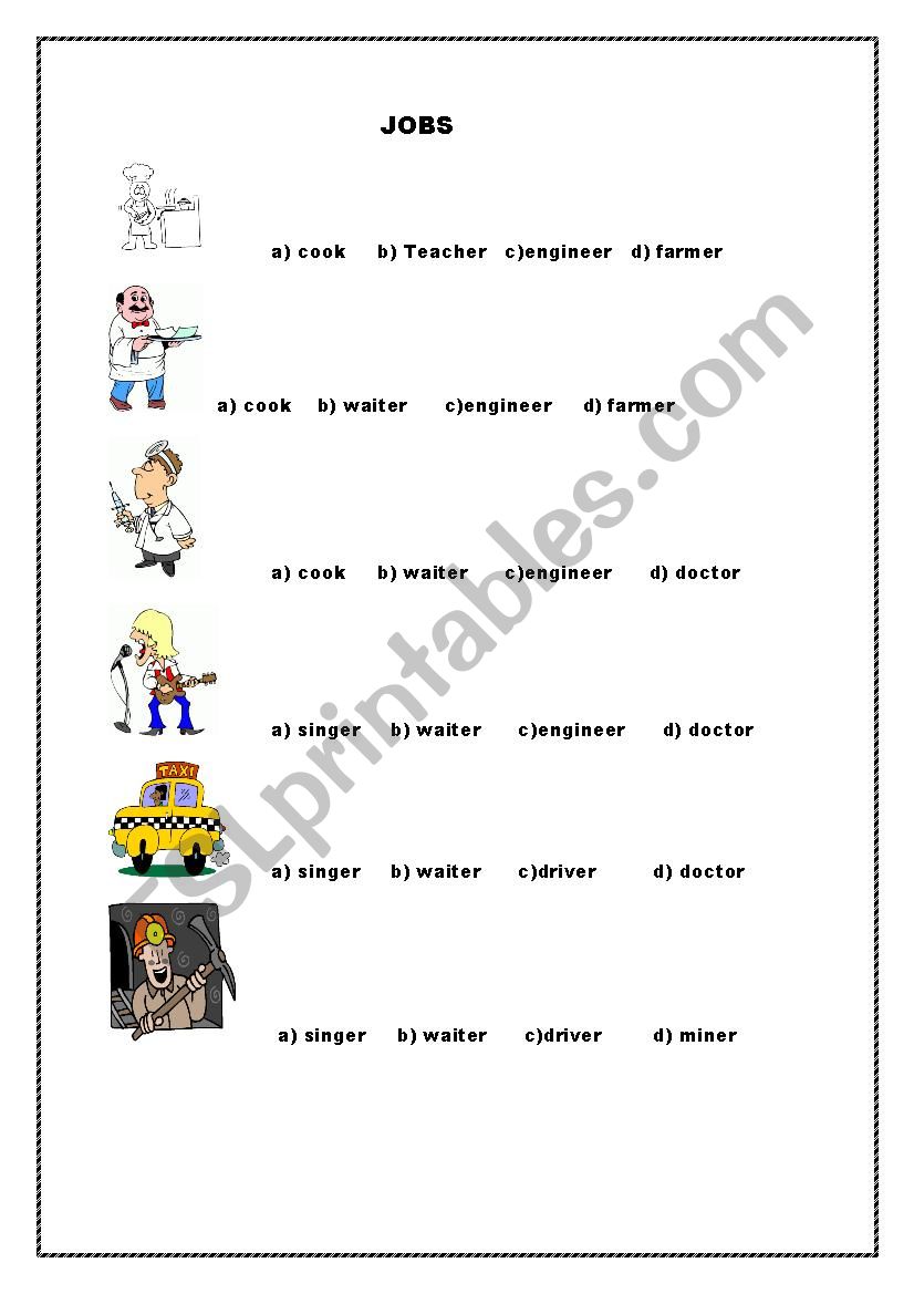 Job - Exercise worksheet