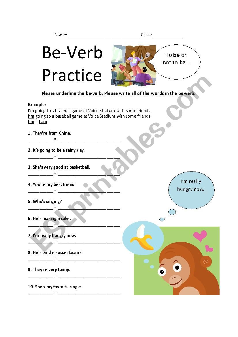 Be-Verb Practice worksheet