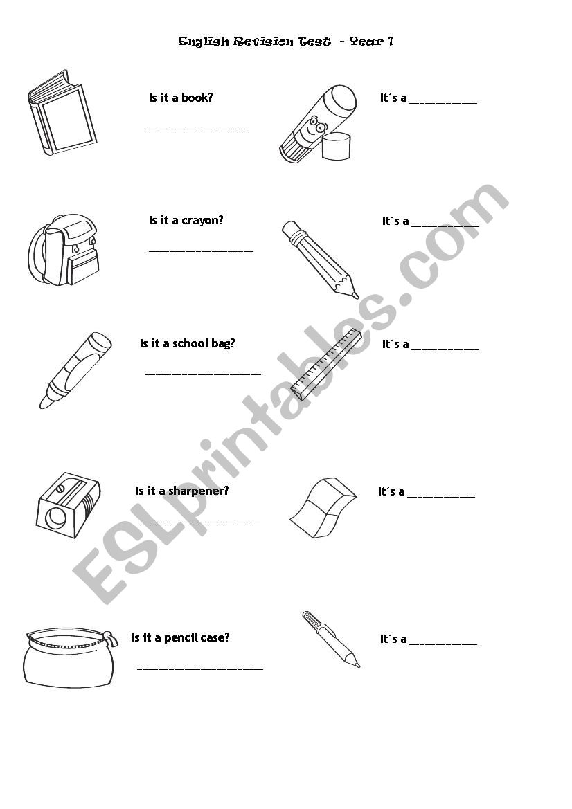 School Objects  worksheet