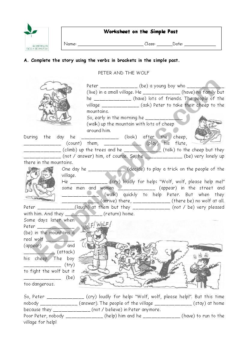past simple Peter and the wolf - ESL worksheet by dinamsp Regarding Peter And The Wolf Worksheet