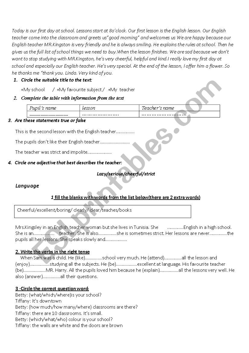 end of term n°3 review - ESL worksheet by oumaima