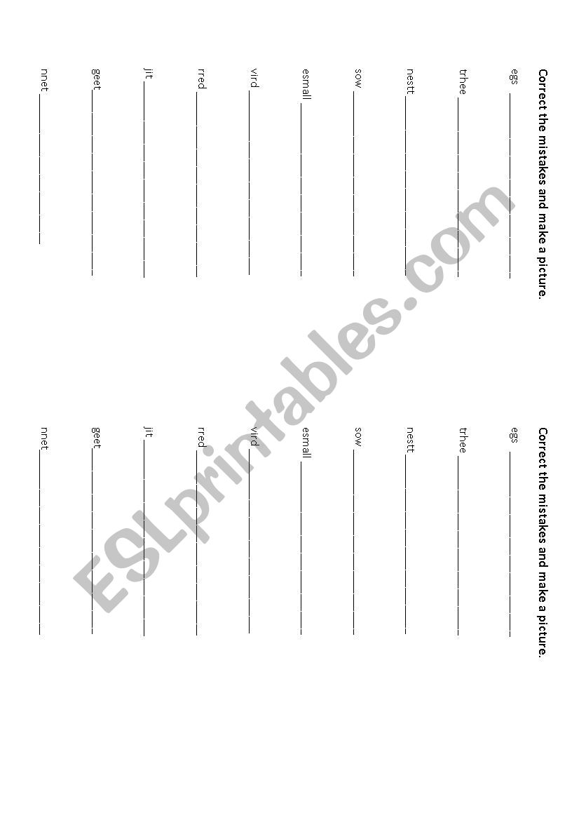 Correct the Words worksheet