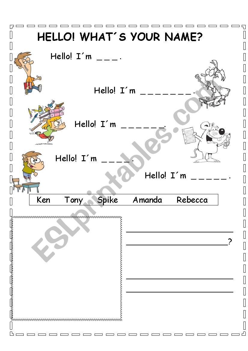 What´s Your Name Esl Worksheet By Genevie