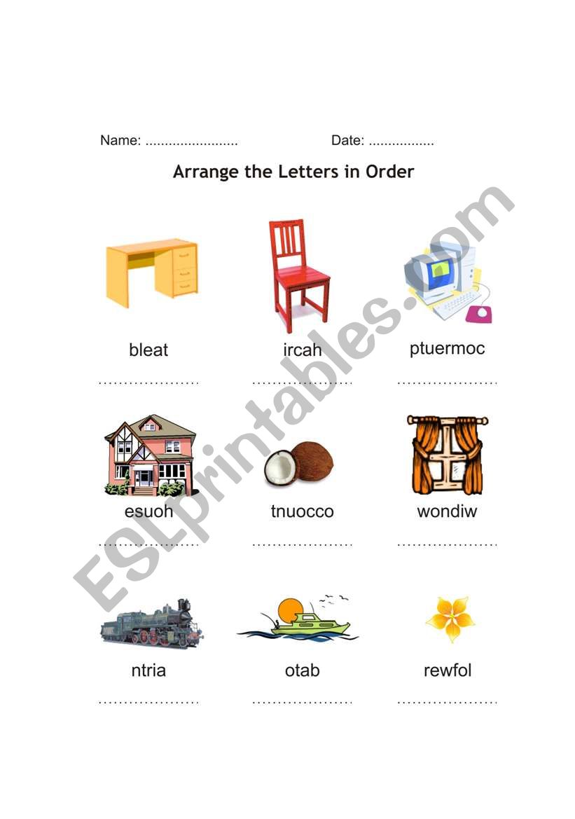 Arrange the Letters worksheet