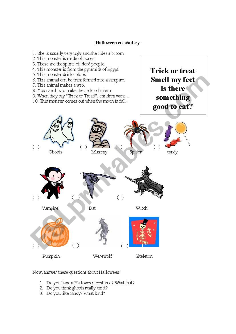 halloween worksheet