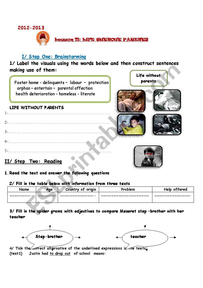 Life without Parents worksheet