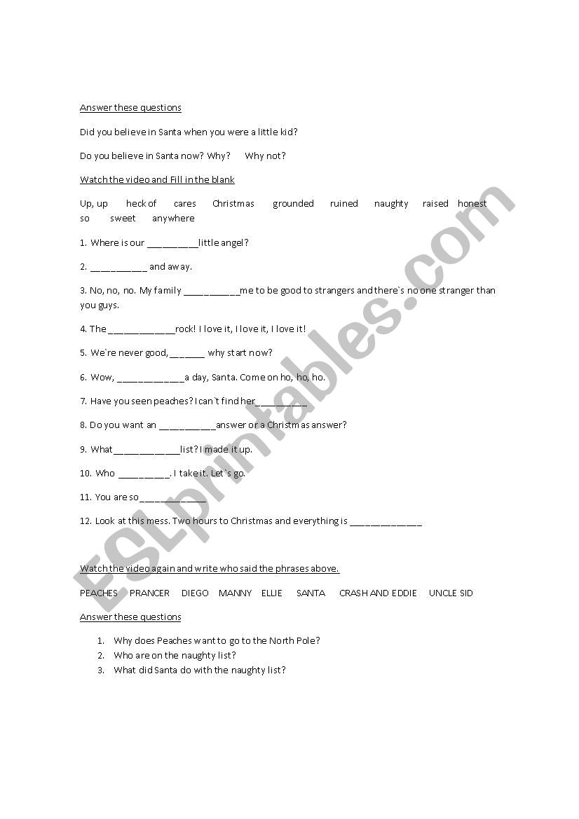 Ice Age Worksheet worksheet