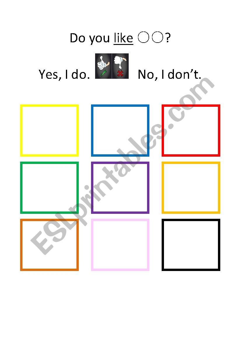 Do you like --- ? (Colors) worksheet