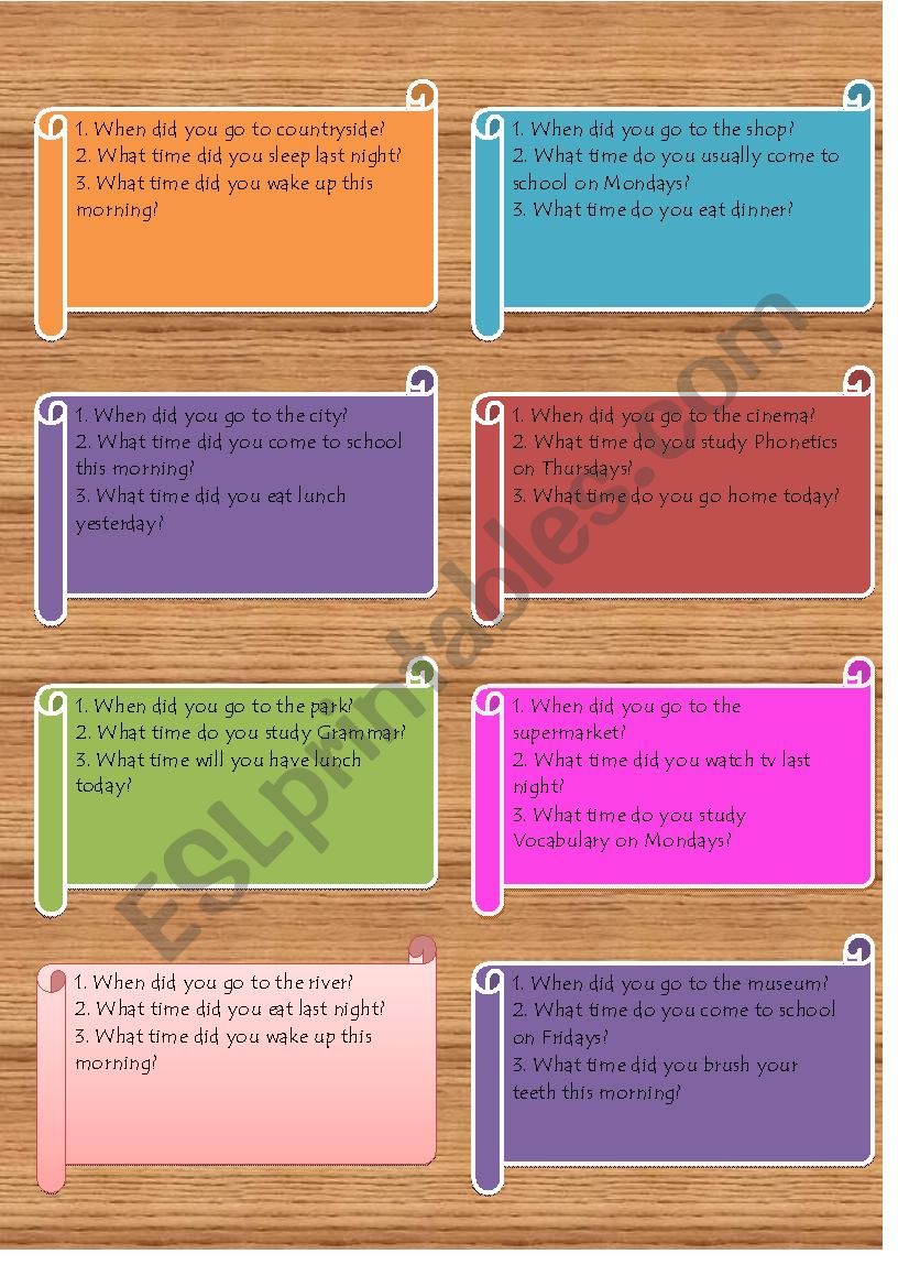 Telling Time Speaking cards - ESL worksheet by louiegie