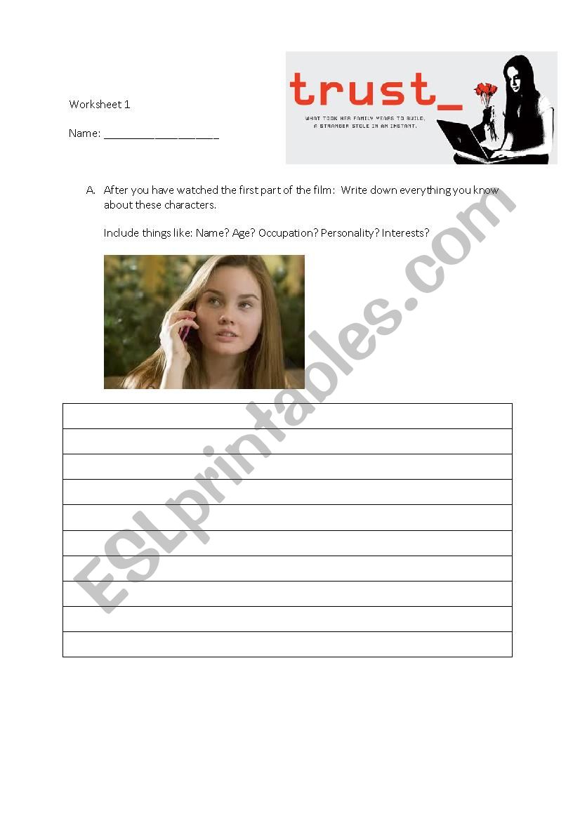 Exercises on film Trust worksheet