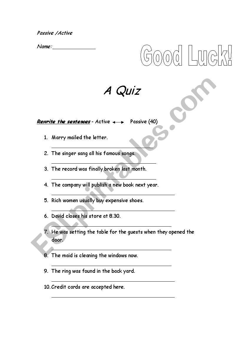 Quiz On Tenses ESL Worksheet By Miryfriedman