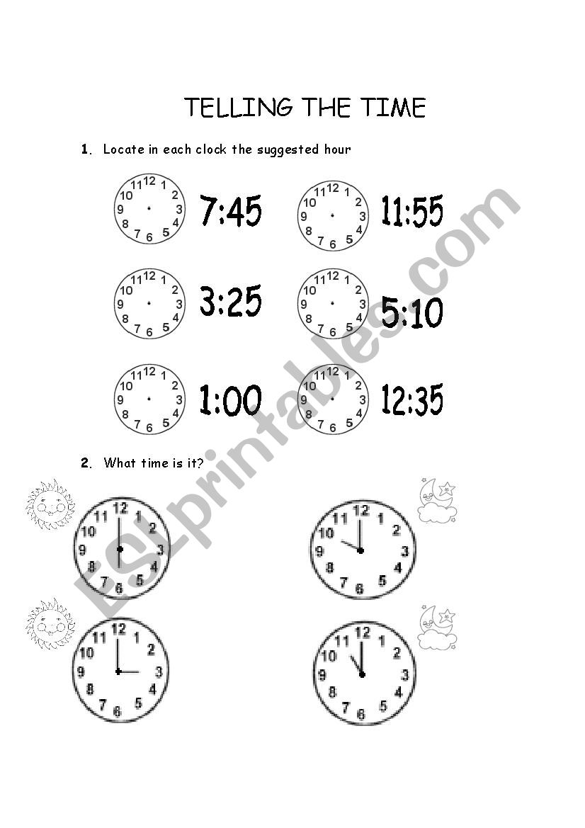 Telling the time worksheet