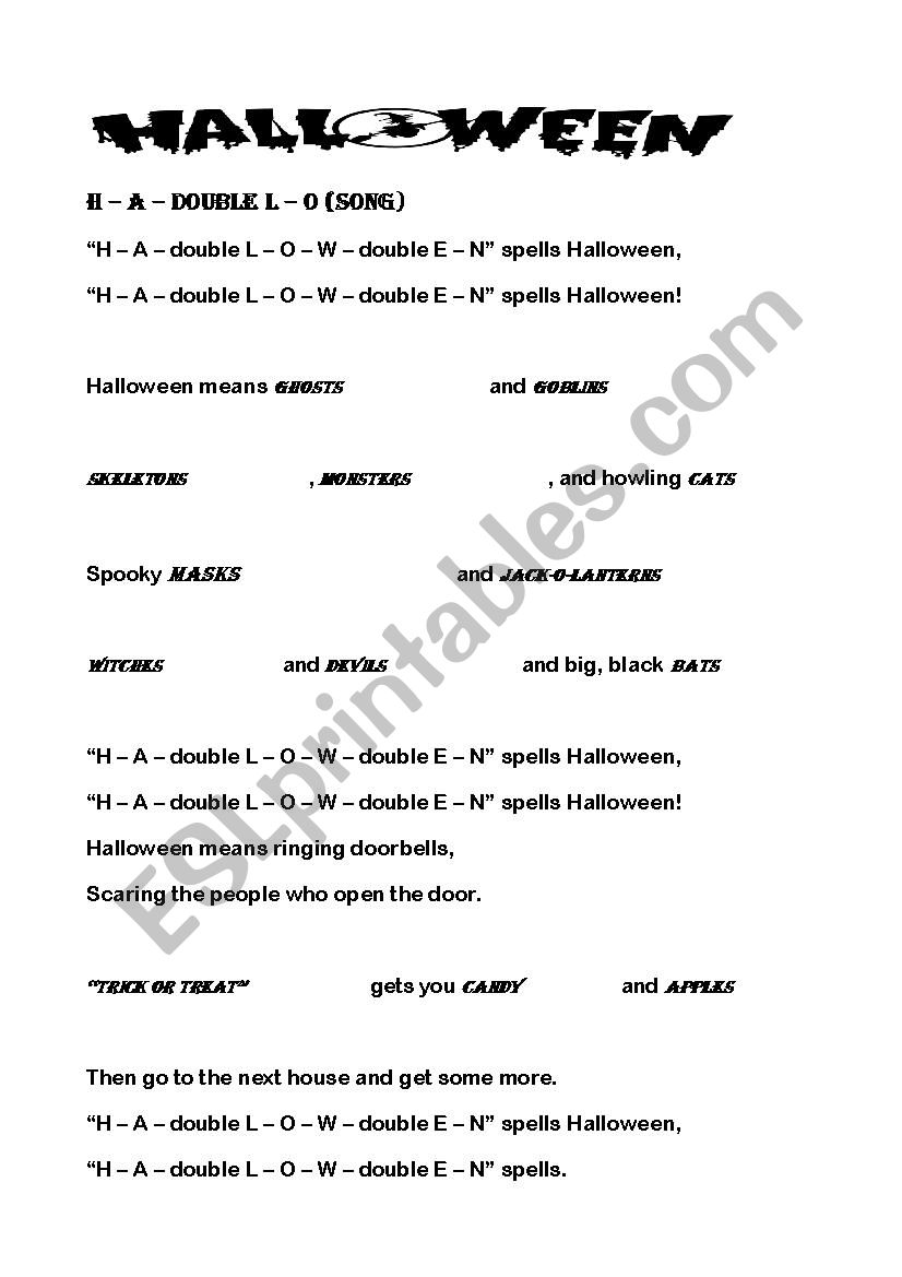 Halloween Song worksheet