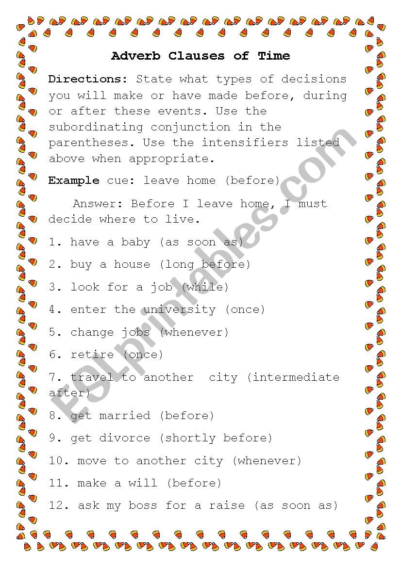 Adverb Clauses Of Time ESL Worksheet By Soieh